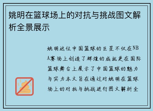 姚明在篮球场上的对抗与挑战图文解析全景展示